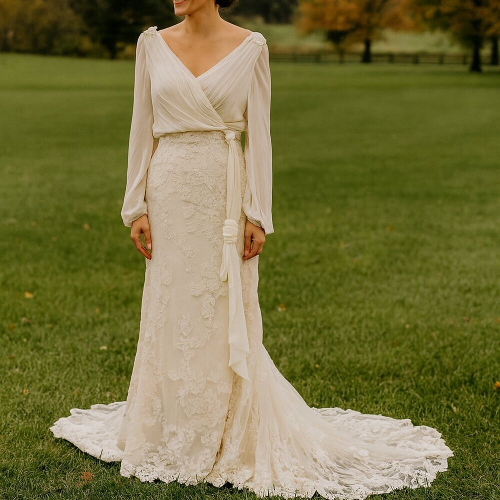 Pronovias Elegant Cream Lace Gown
